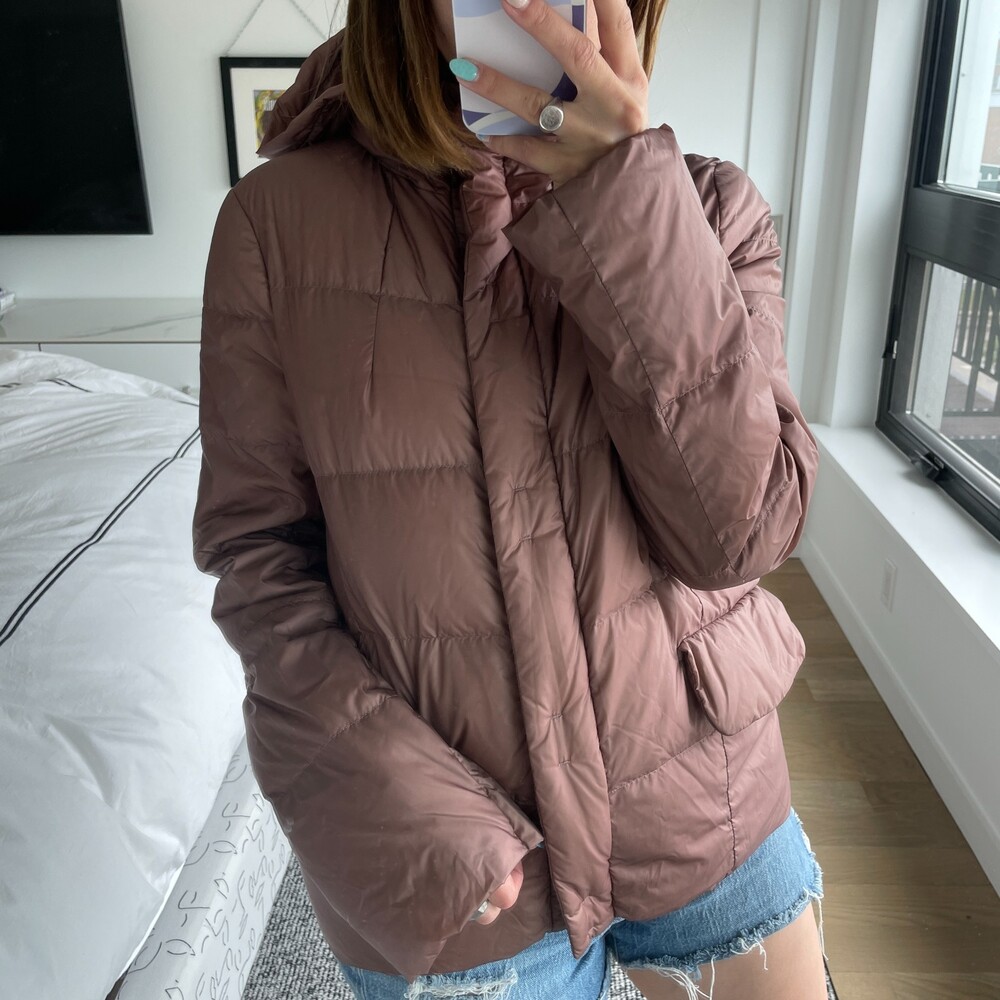 Jil Sander Quilted Hooded Puffer Jacket Mauve Pink Size 36 US 10 - Picture 3 of 8